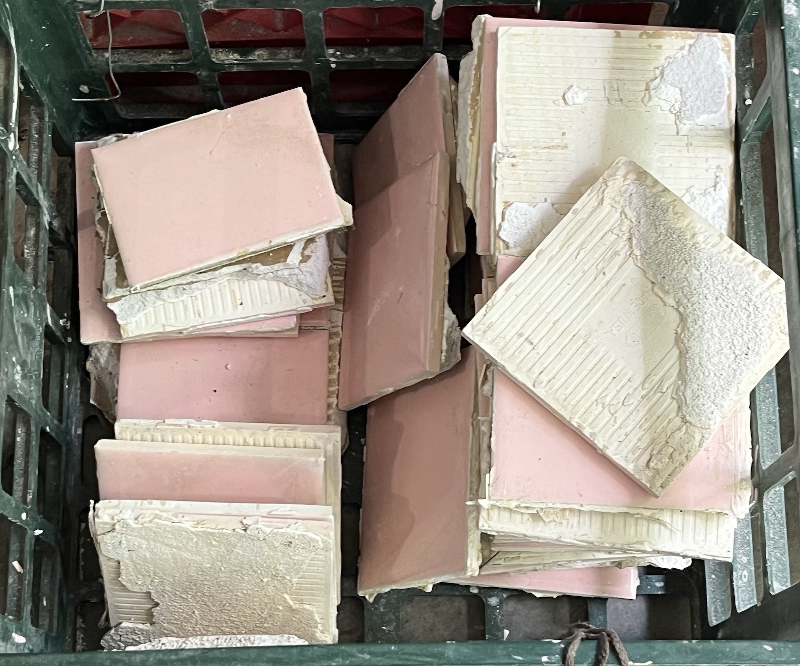 Vtg Lot 100’s-PINK Mosaic Tile USA Company-4 3/8″ Square Ceramic-Reclaimed-Ohio