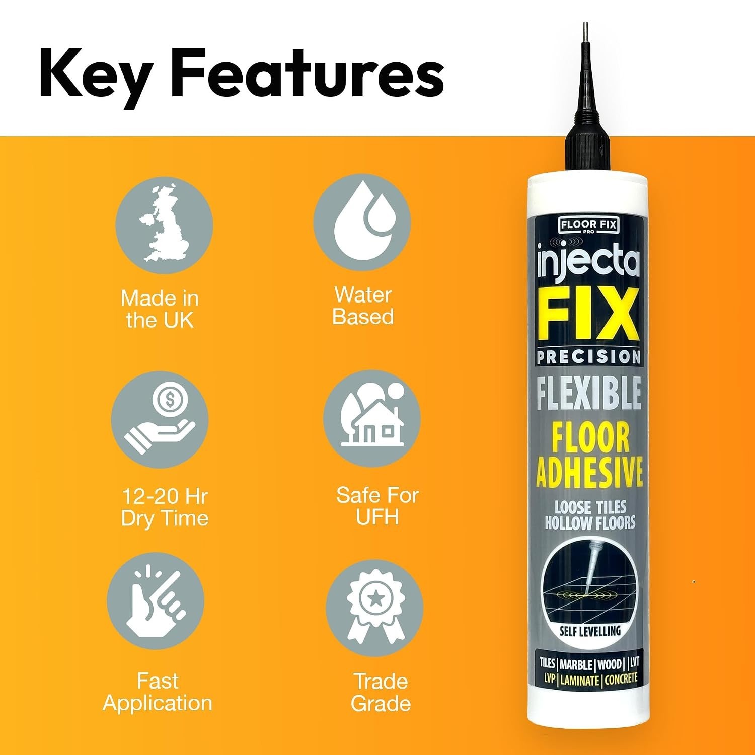 Strong and Water-Resistant Tile Repair Kit with Stainless Steel Tip – 10.1 fl oz