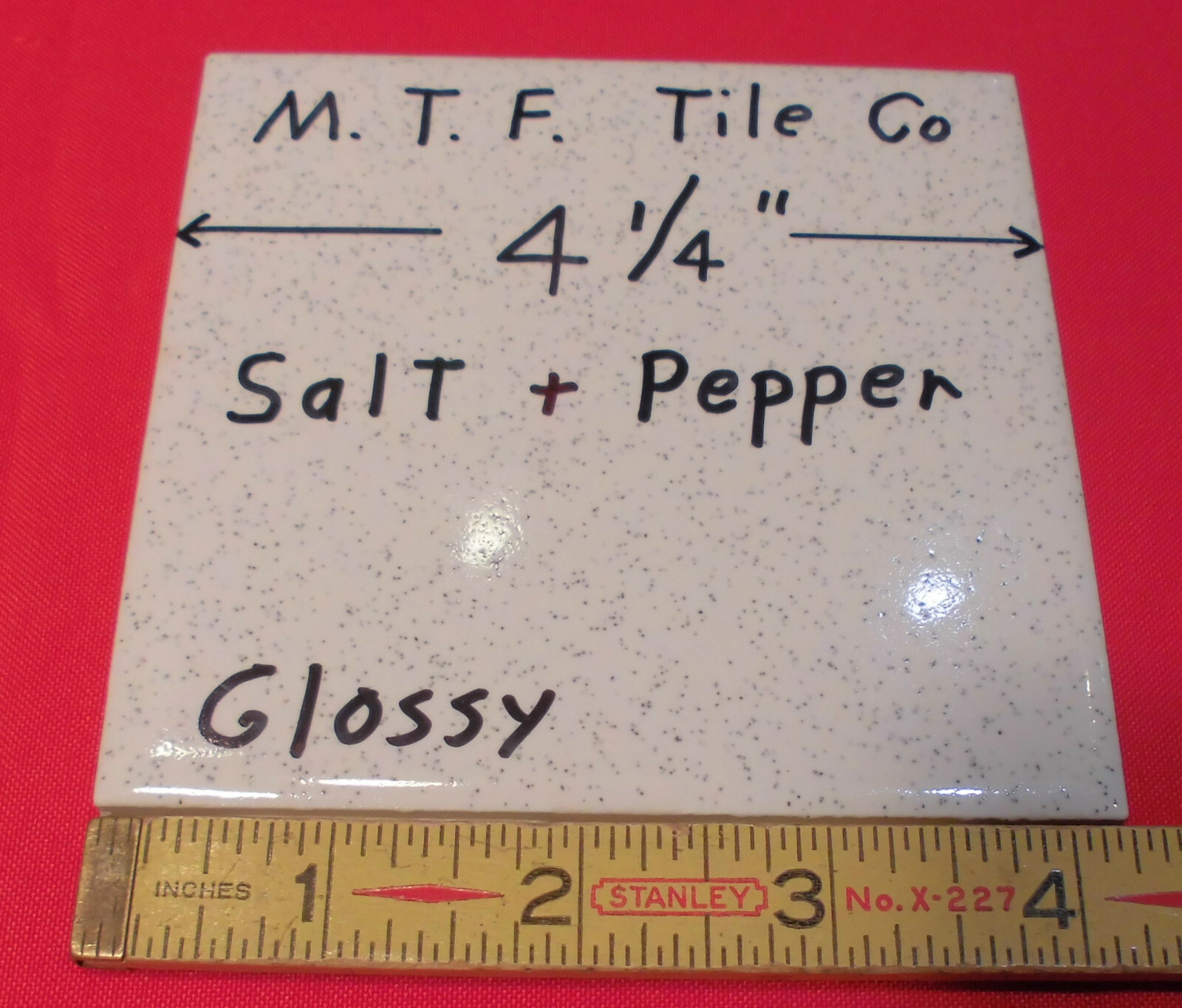 1 pc. *Salt & Pepper* 4-1/4″ Glossy Ceramic Tile by Monarch Tile Co. USA…New