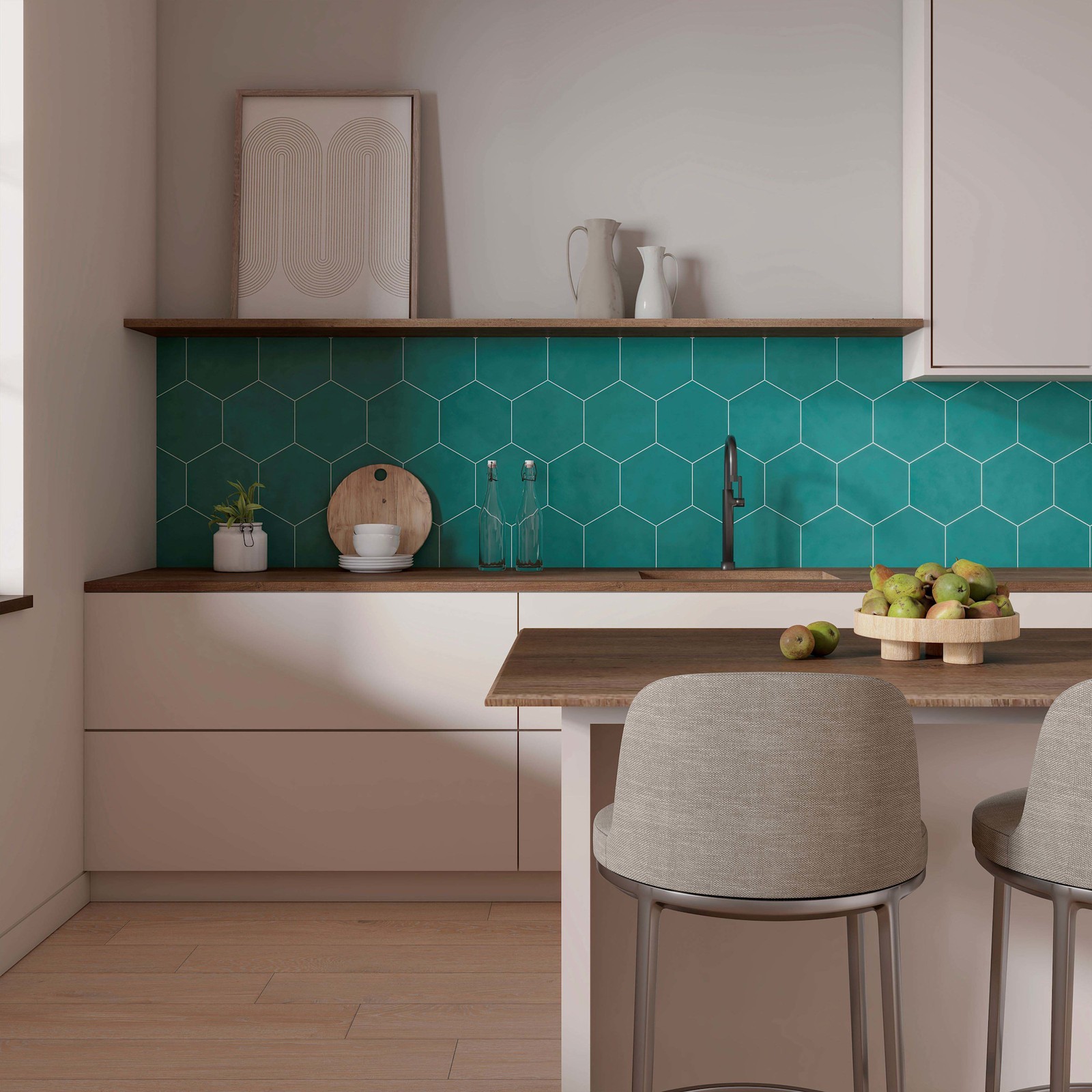 Cruz Bay Studio MKT61129 Honeycomb – 9″ x 10″ Geometric Floor and – Green