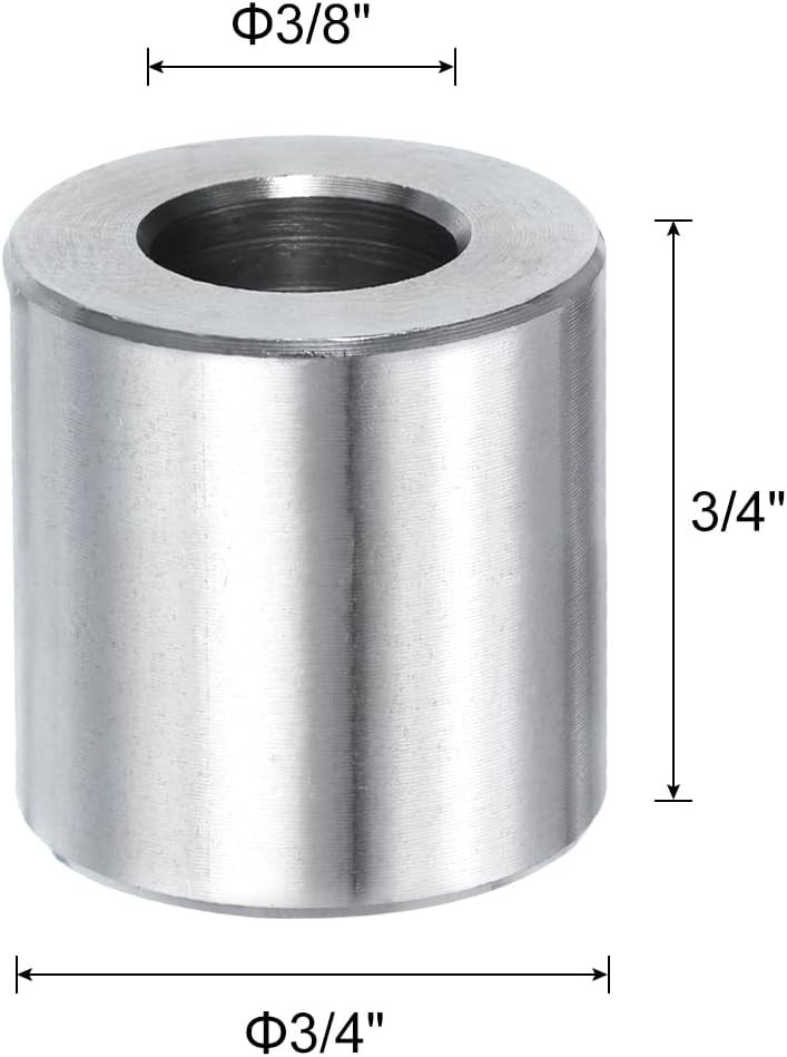 uxcell 5pcs Stainless Steel Spacer 3/8″ Bore x 3/4″ x 3/4″, Silver tone