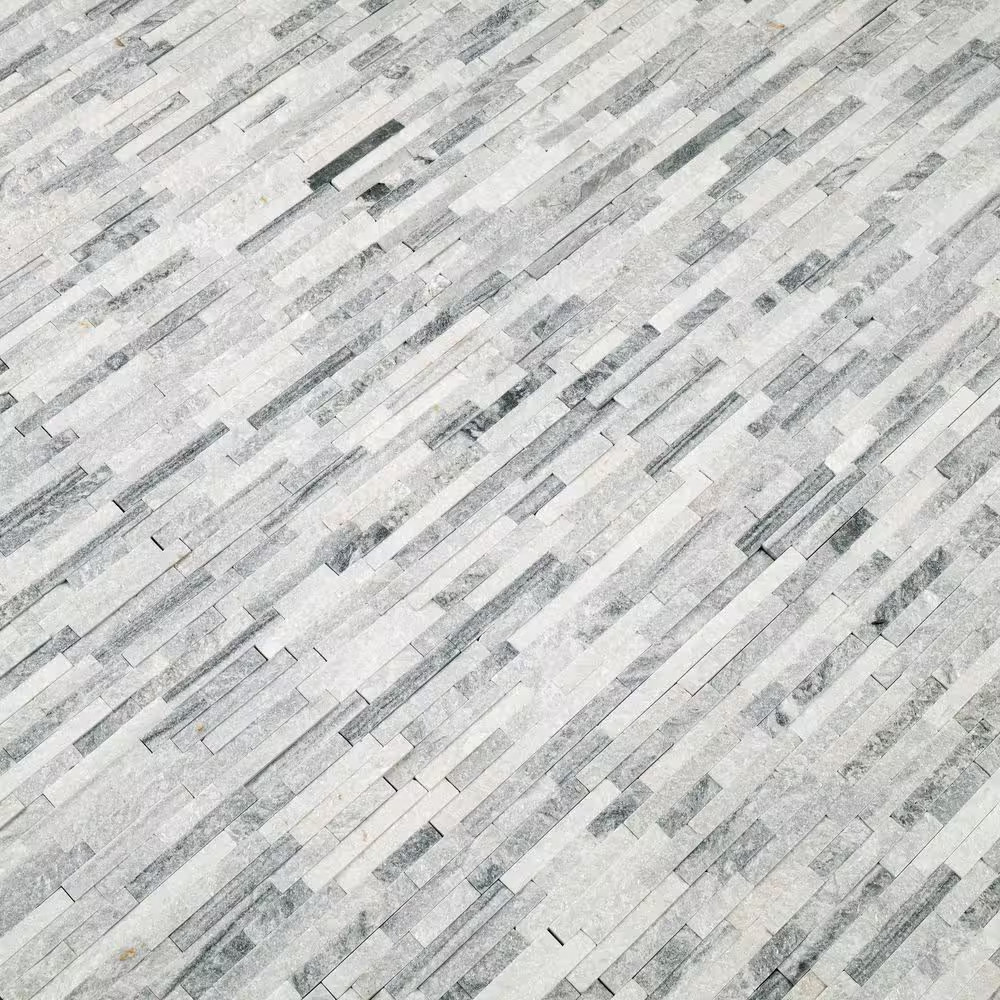 Alaska Gray Split Face 12 In. X 12 In. X 10 Mm Textured Marble Mosaic Tile (10 S