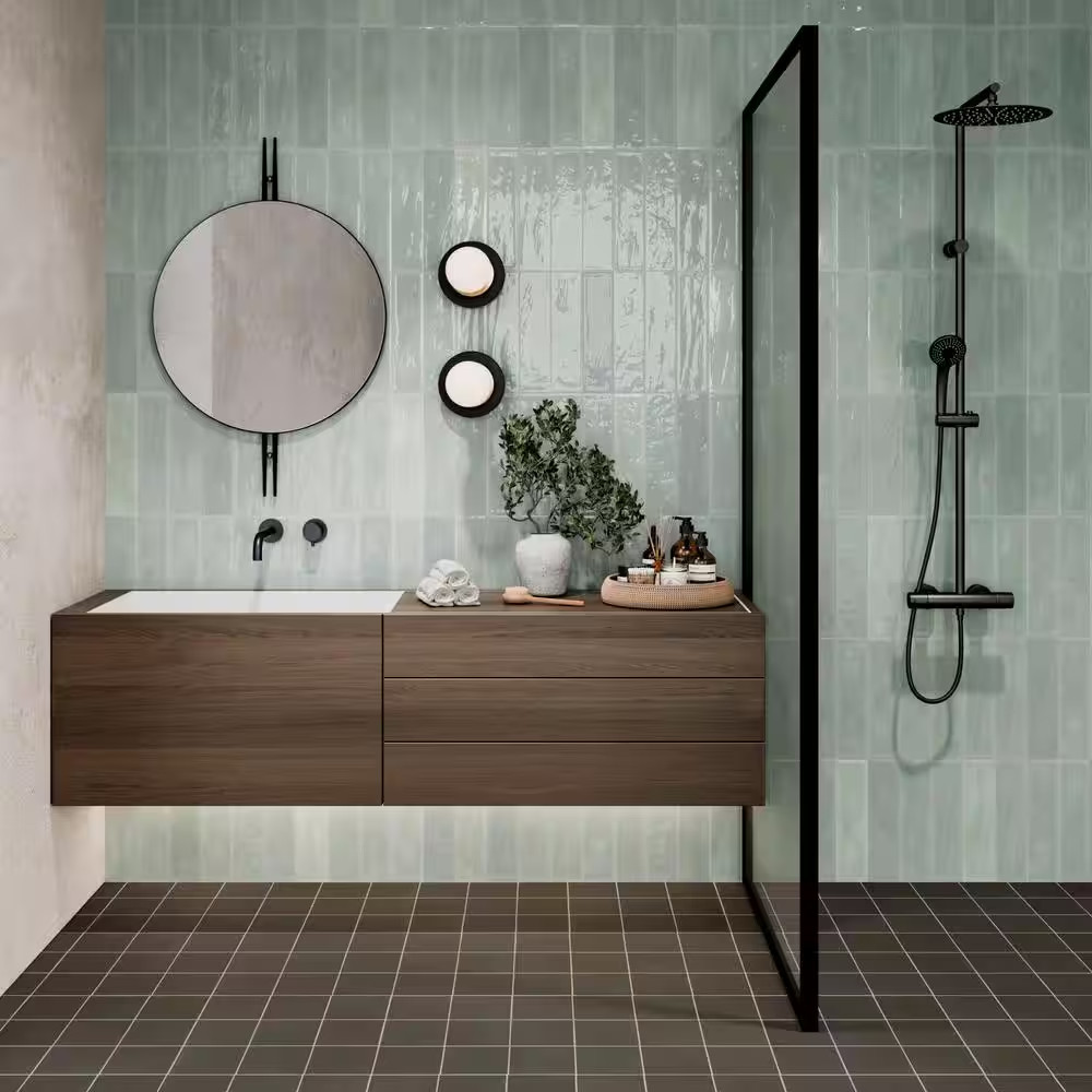 Marin Glossy Aloe Green (Light Green) 2.5 In. X 10 In. Ceramic Subway Wall Tile
