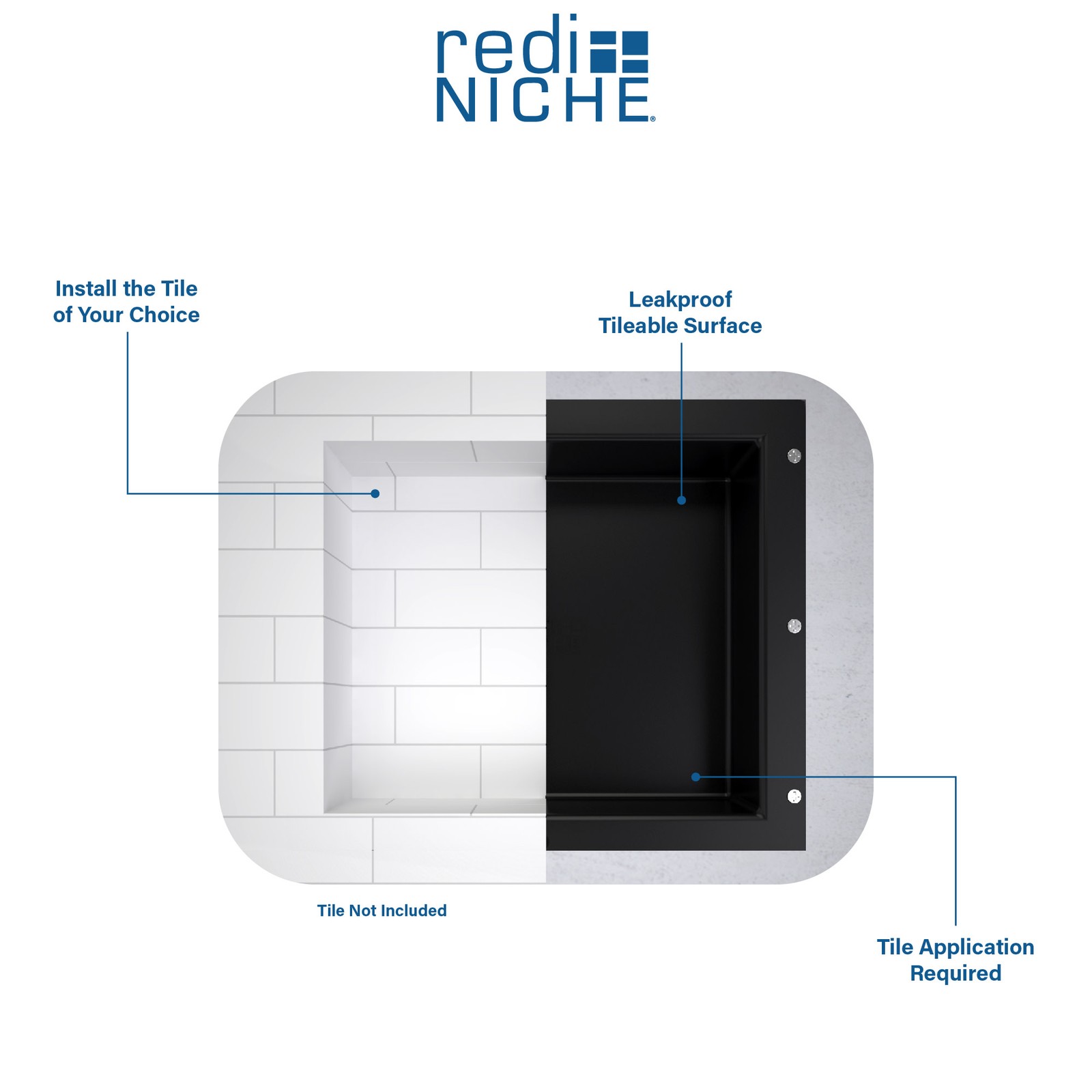 Tile Redi RN1614S Redi Niche 16″ PVC Shelf – Tileable