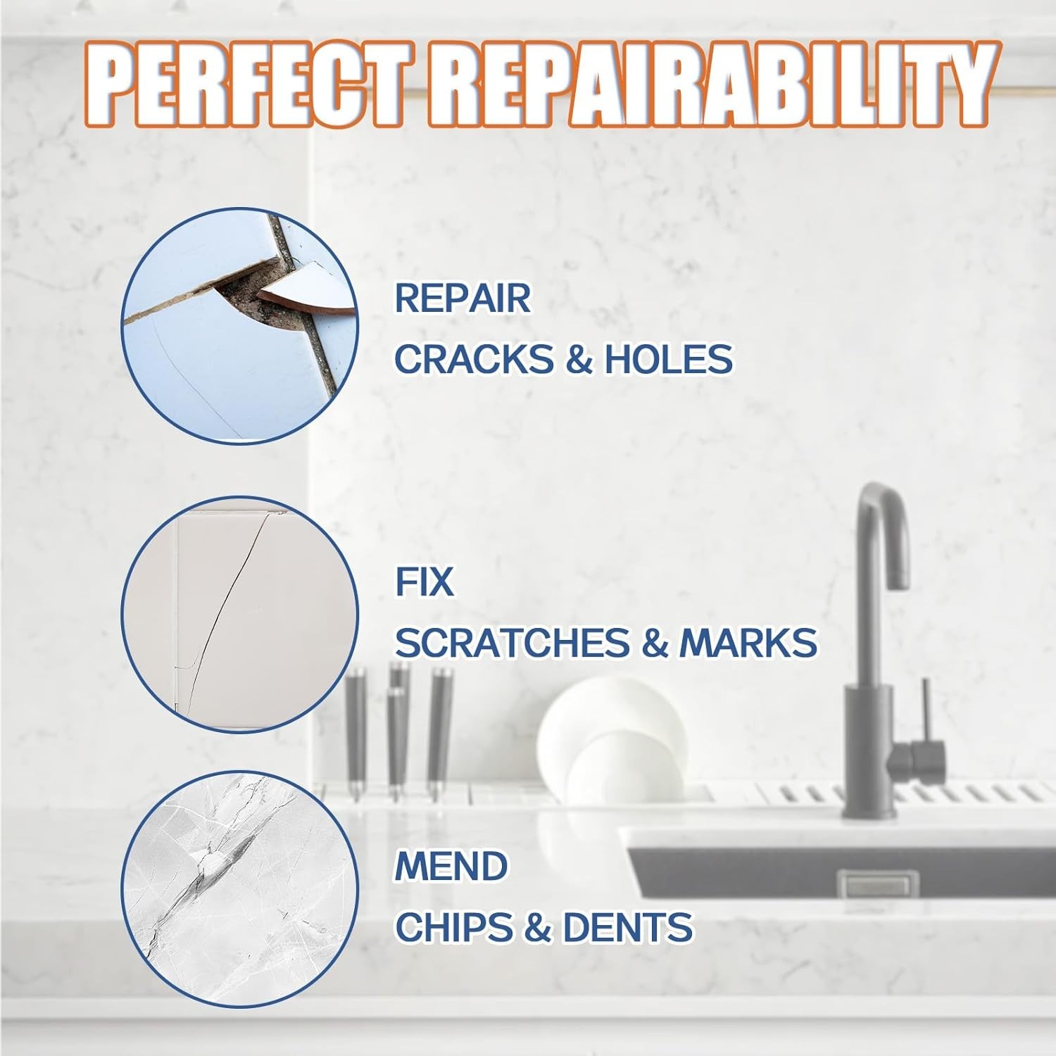 Tile Repair Kit & Granite Quartz Countertop Chip Repair Kit Color Match Marble