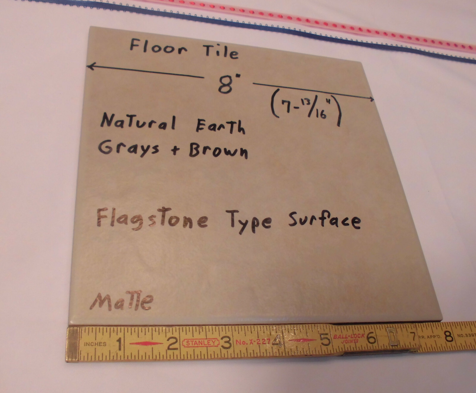 1 pc. 8″ Ceramic/Porcelain Floor Tile “Brown & Gray” Medium Flagstone Textured