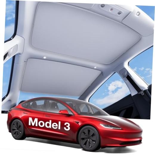 Tesla Model 3 Sunshade Roof [Never Sag, Nano Ice Model 3 2020-2026 Gray