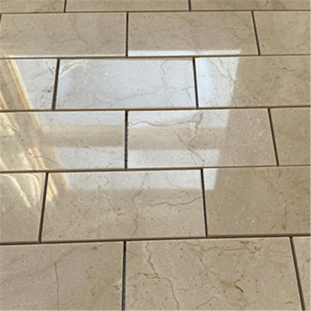 M64XP Crema Marfil Marble 2×4 Brick Subway Mosaic Tile Polished