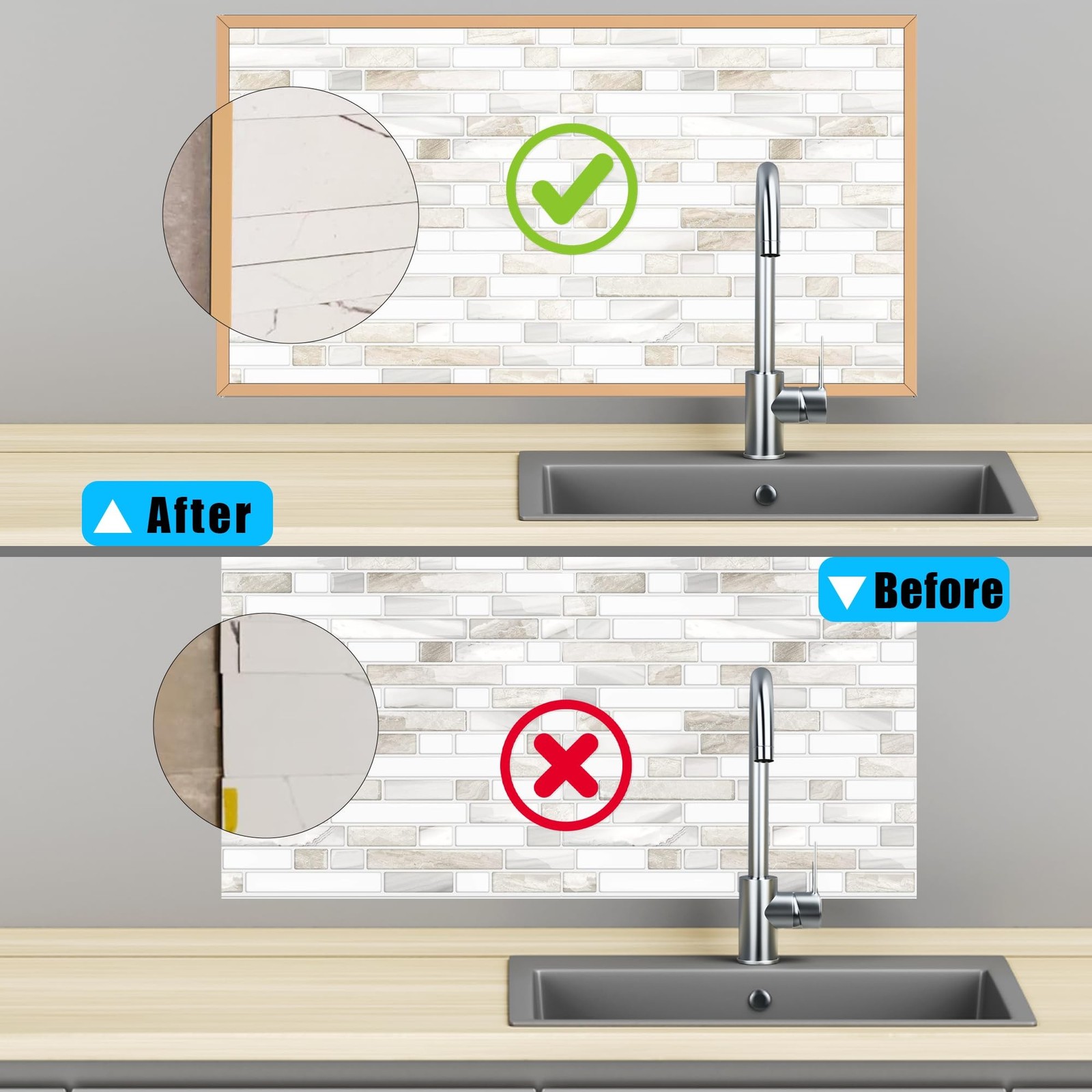 10-Pack 12 Inch Peel and Stick Aluminum Tile Trim, Decorative Kitchen Backspl…
