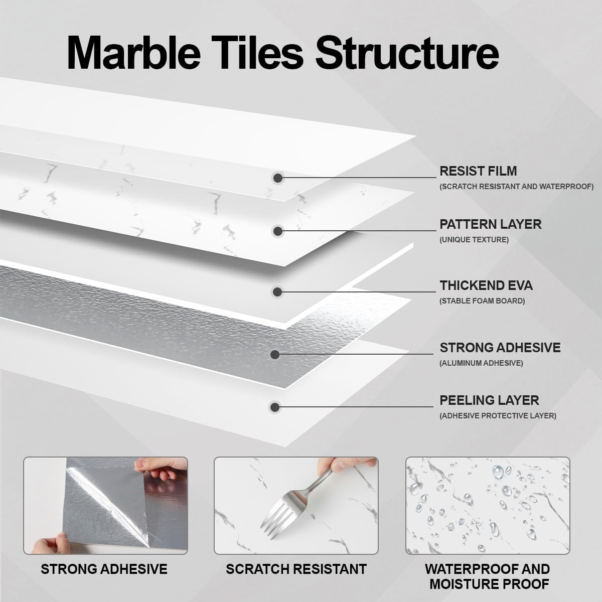 proprodiudiu 10 PCS Marble Peel and Stick Wall Panels 23.6″x11.8″ Sticker
