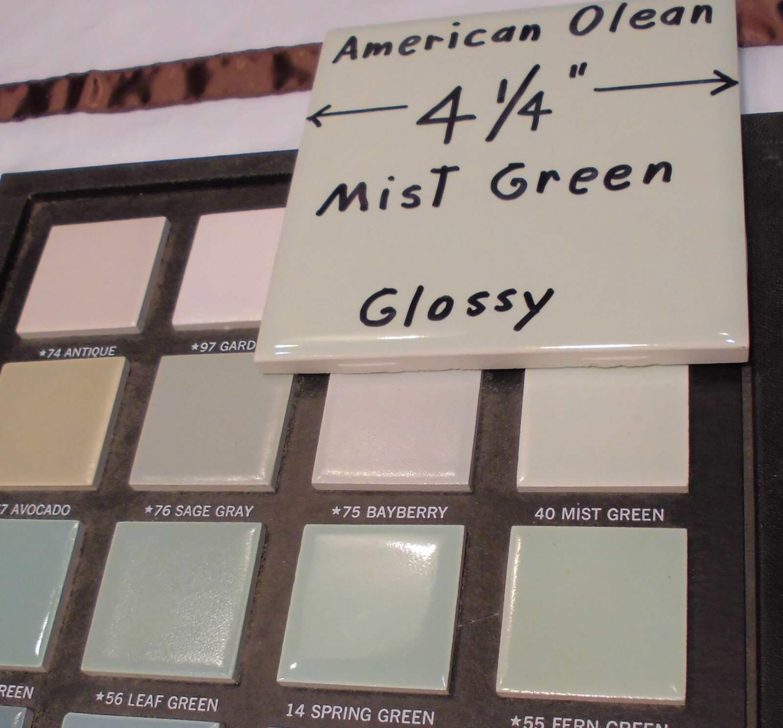 1 pc. Mist Light Green: Glossy Ceramic Tile by American Olean 4-1/4″ NOS