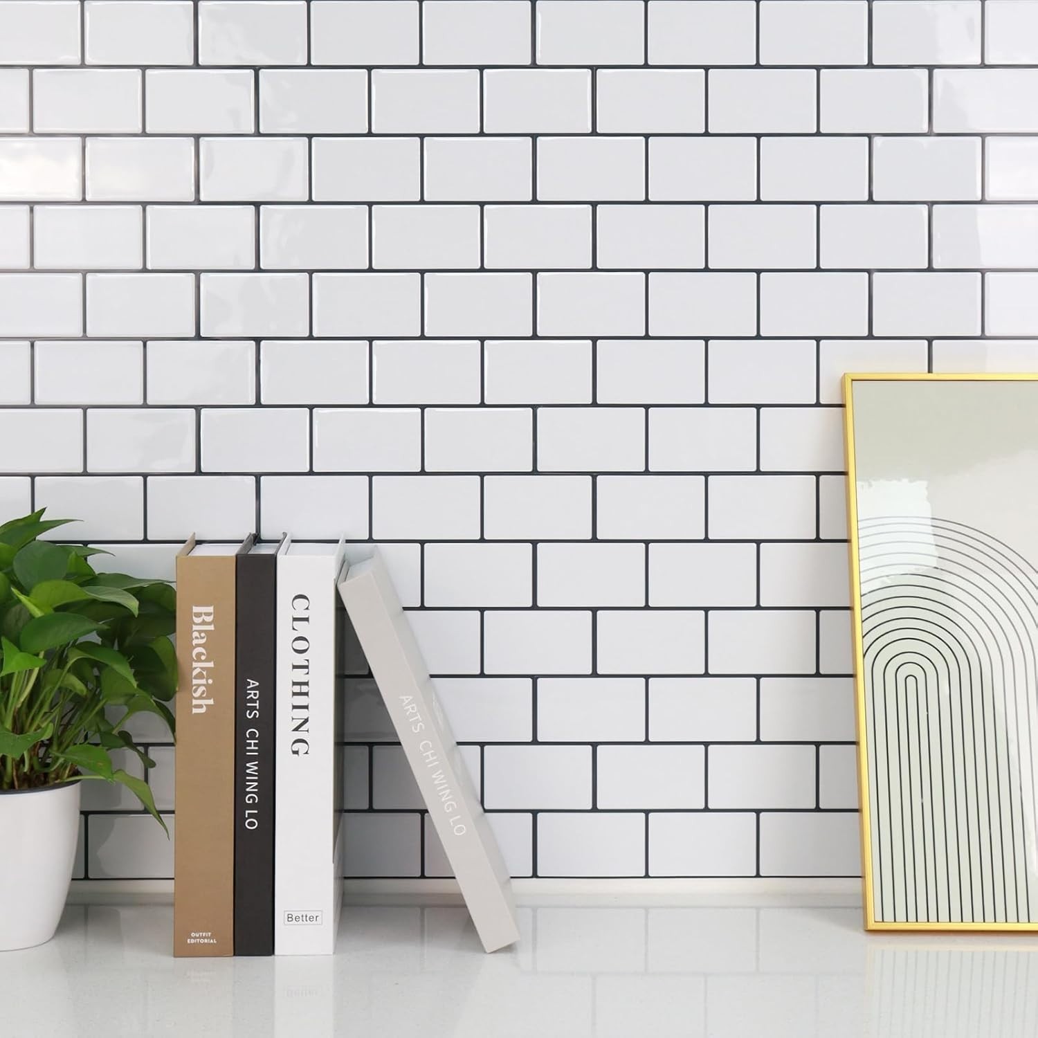 White Subway Peel and Stick Backsplash Tiles for Kitchen