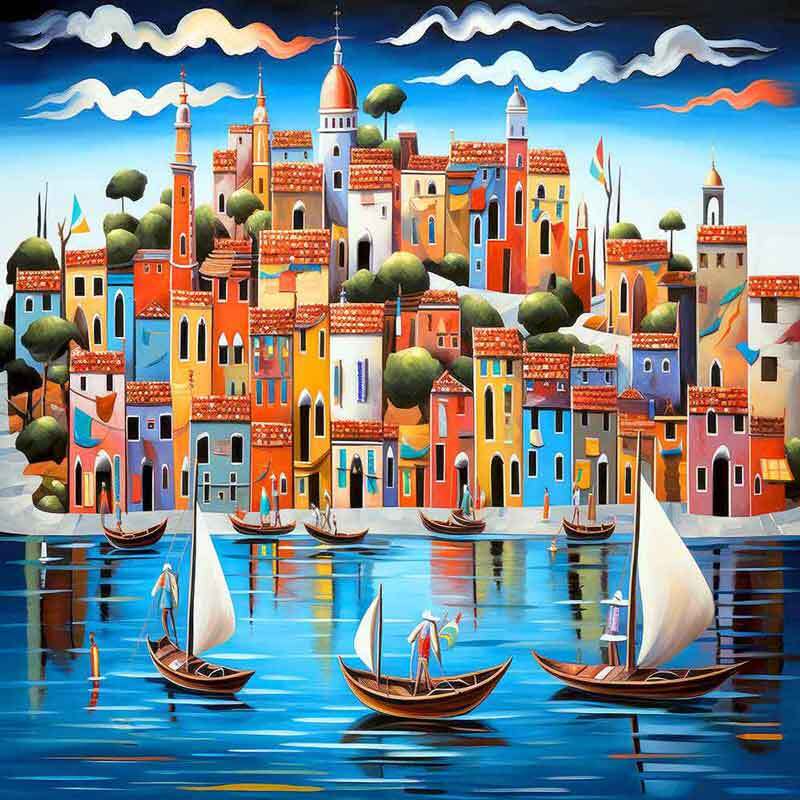 Mediterranean Accent & Decor Tile Ray Powers Backsplash Village Art OB-RPA626aAT