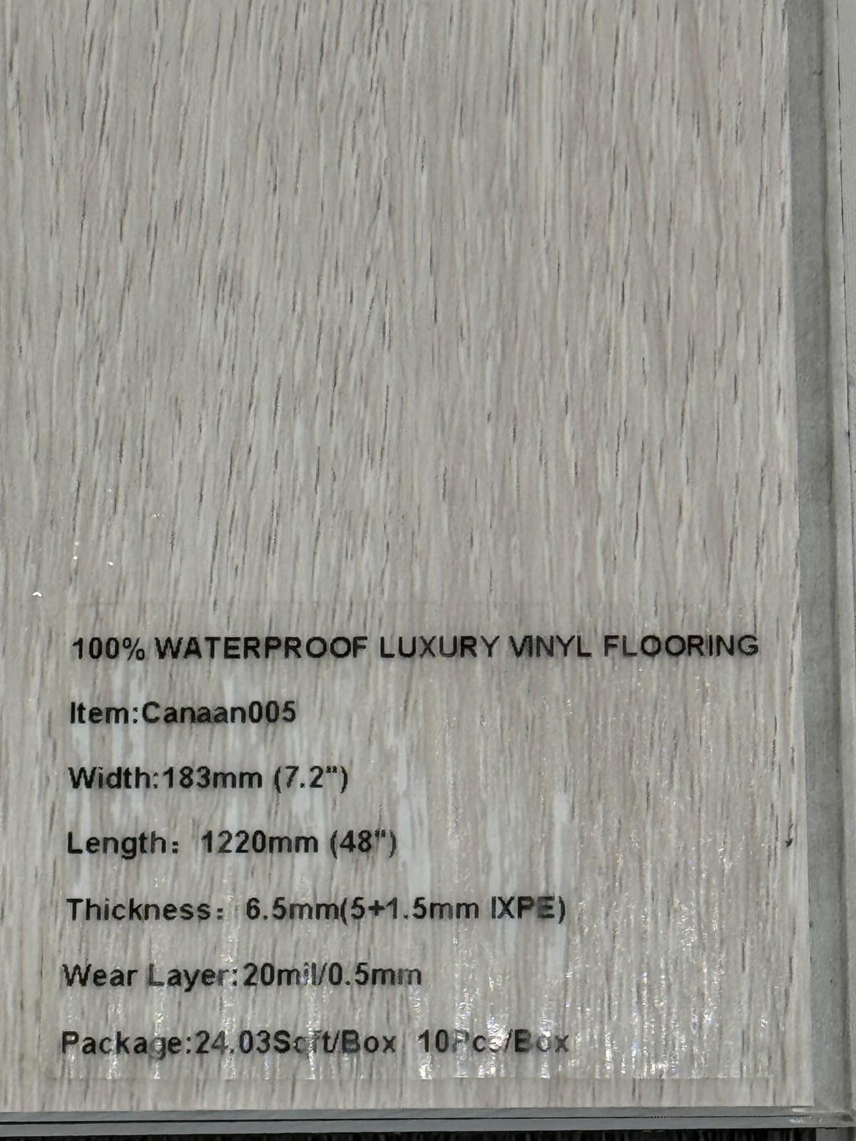 SPC Luxury Vinyl Click Flooring Plank Waterproof w/pad 1.5mm IXPE SAMPLE 005