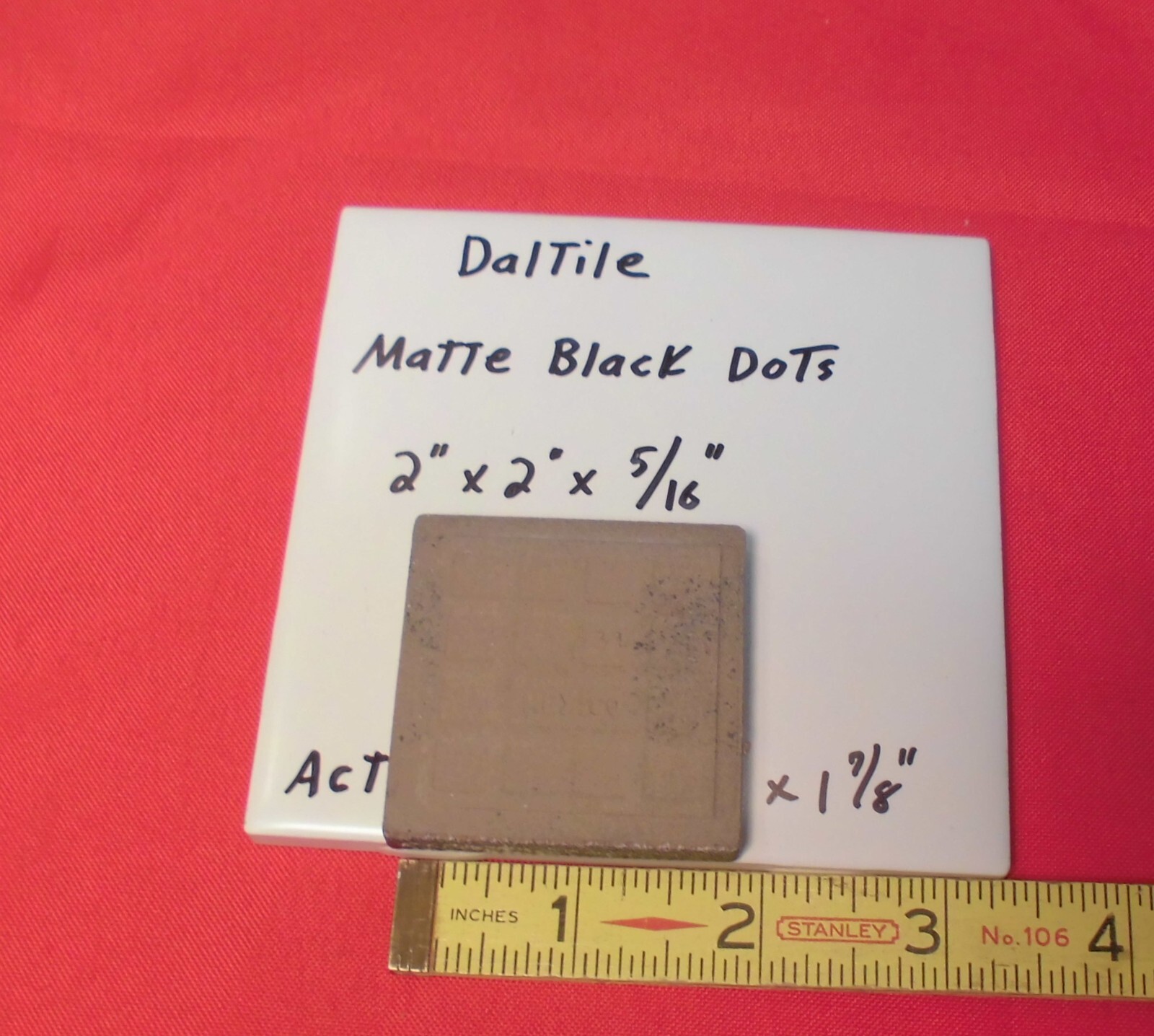 1 pc. *Matte Black* 2″ Dot – Insert Ceramic Tile, by Datile Co. 1-7/8″ SQ. NEW