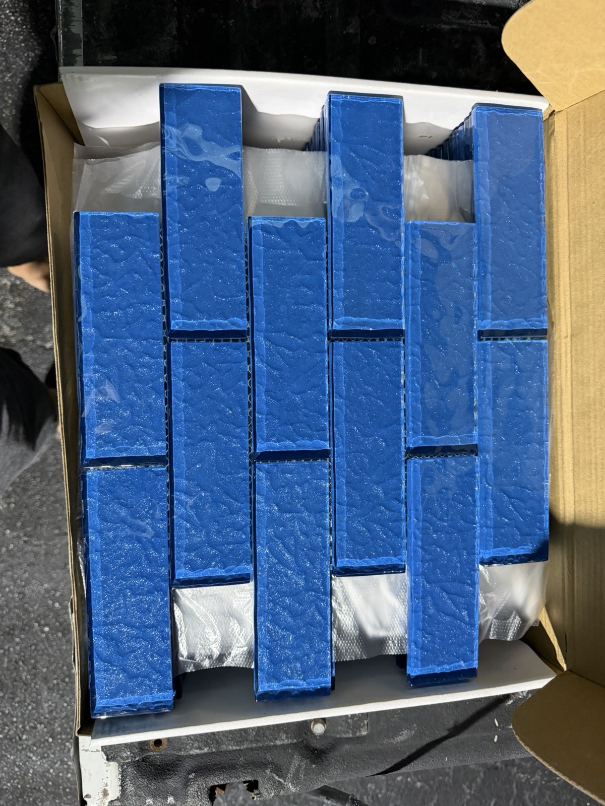 Artistry In Mosaics Pool Glass Tile 2×6 Blue Moonscape Series 11 Sheets In Box