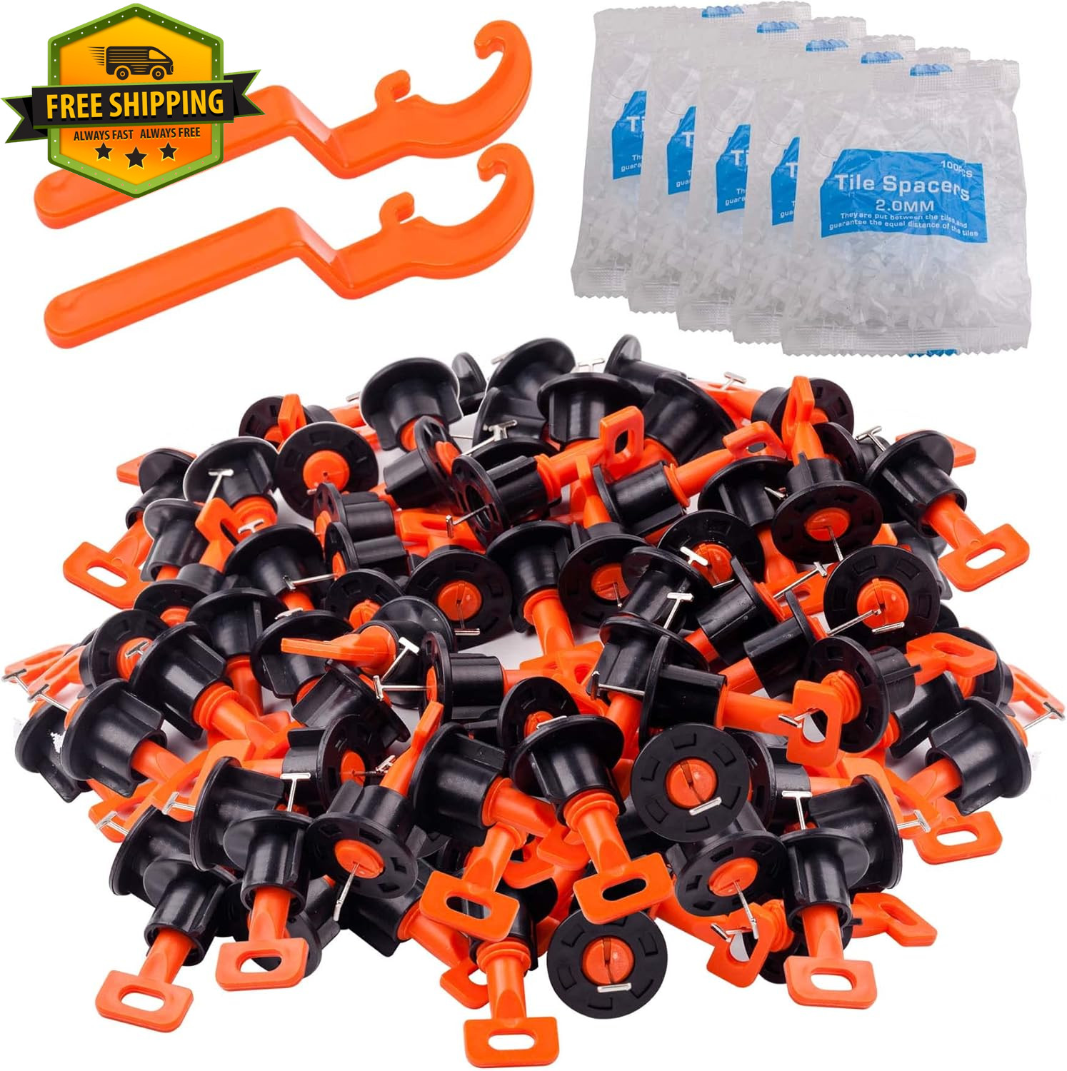 Tile Leveling System Kit 600PCS 2mm Tile Spacers Leveler Tools w/Wrenches