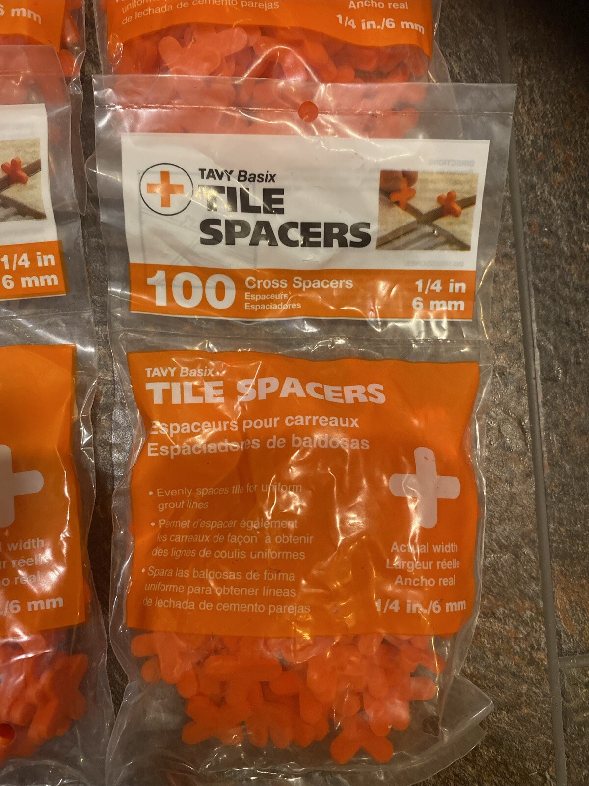 6 X 100PC Tavy Basix Cross Tile Spacers 1/4in 6mm Pack Brand New
