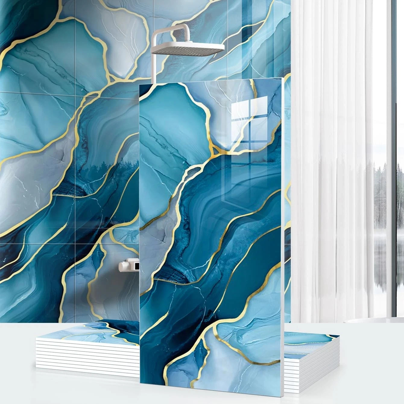 Marble Peel & Stick Wall Panels 10pcs 23.6×11.8in Waterproof Backsplash