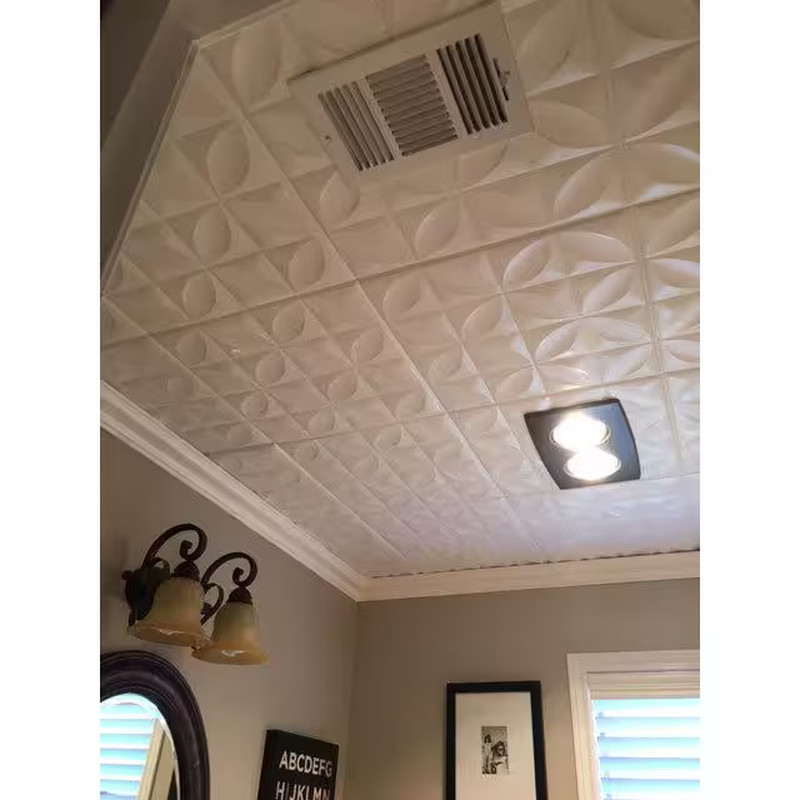 Perceptions 1.6 Ft. X 1.6 Ft. Glue up Foam Ceiling Tile in Plain White (21.6 Sq.