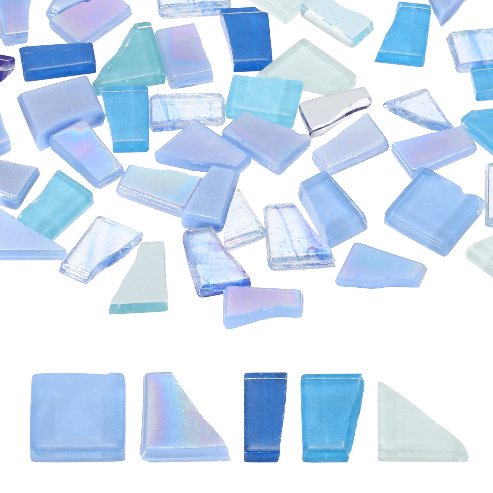 Irregular Glass Mosaic Tiles, for Blue Series 300g/0.7lb