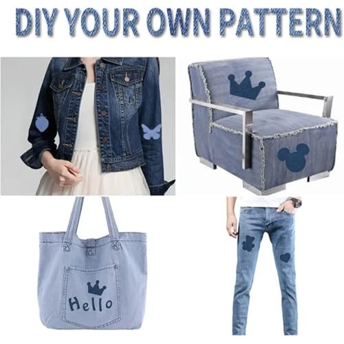 Denim Iron-On Patches, 30 Pcs Assorted Shades Fabric Repair Patches, Heat
