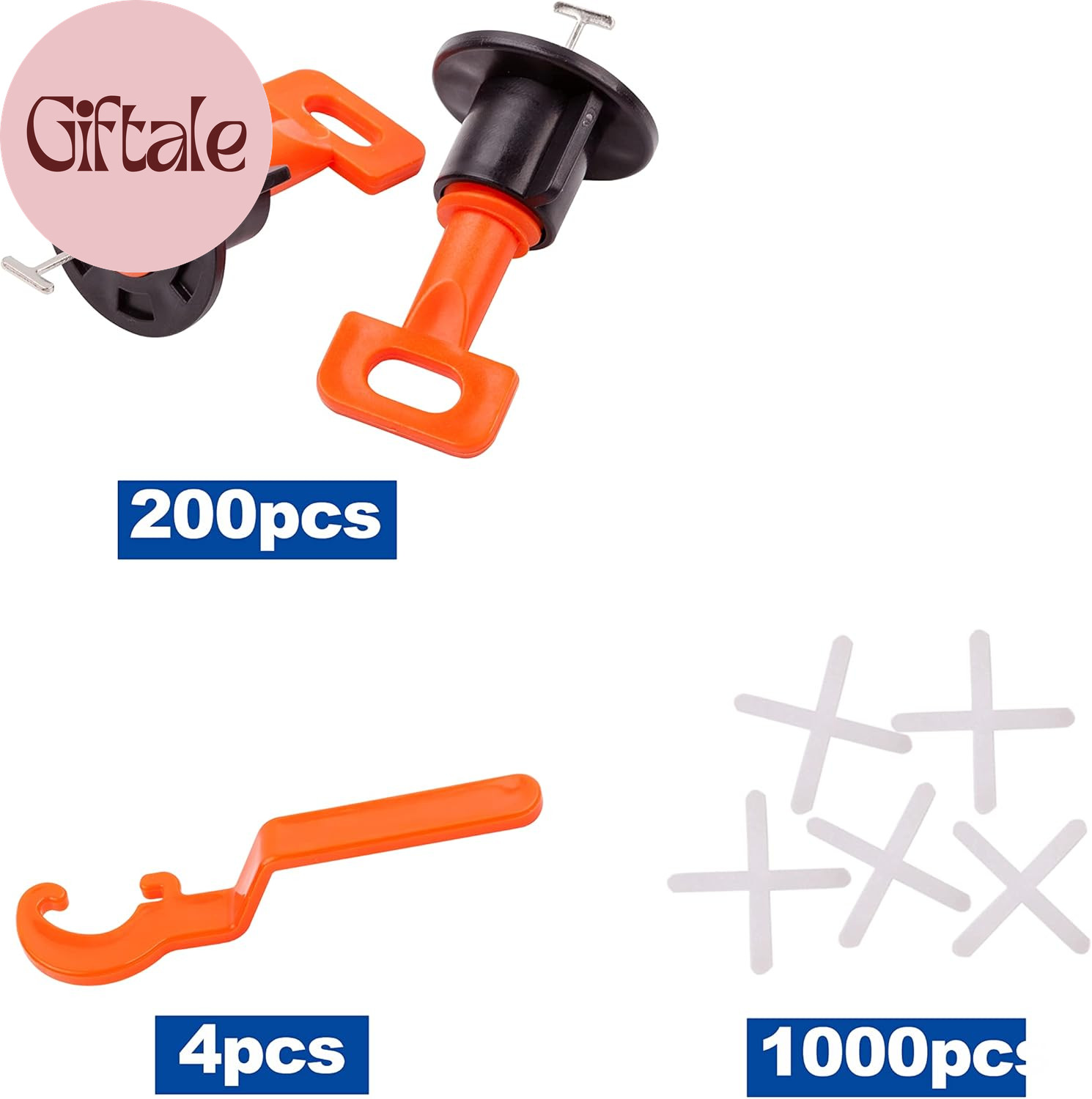 Tile Leveling System Kit with 200Pcs Tile Leveler & 4 Special Wrenches & 1000Pcs