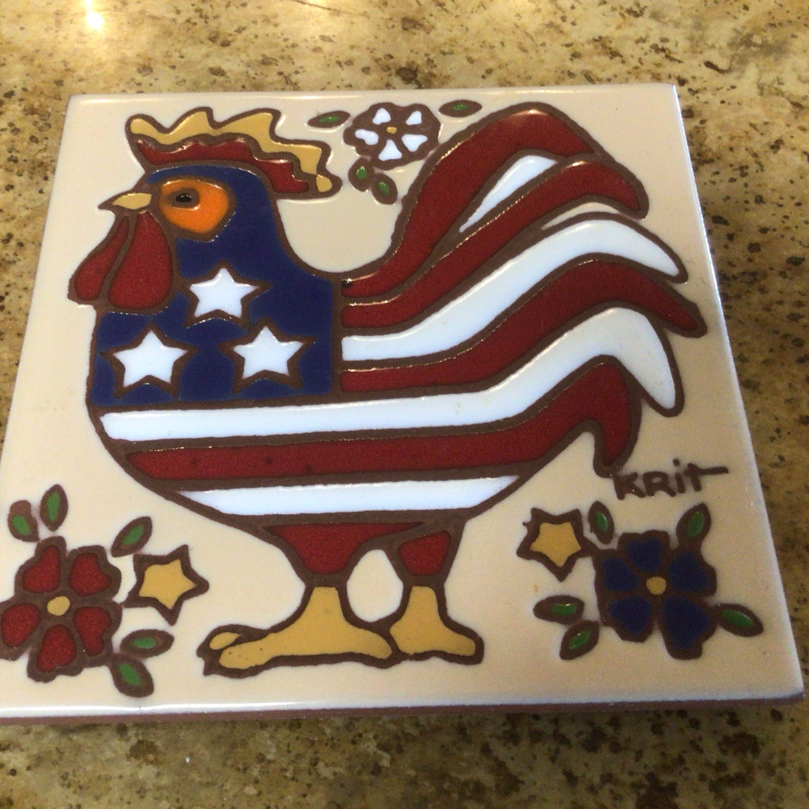 Ceramic Art Tile 6″x6″ Chicken Rooster Farm Country Kitchen Trivet Wall 6189A