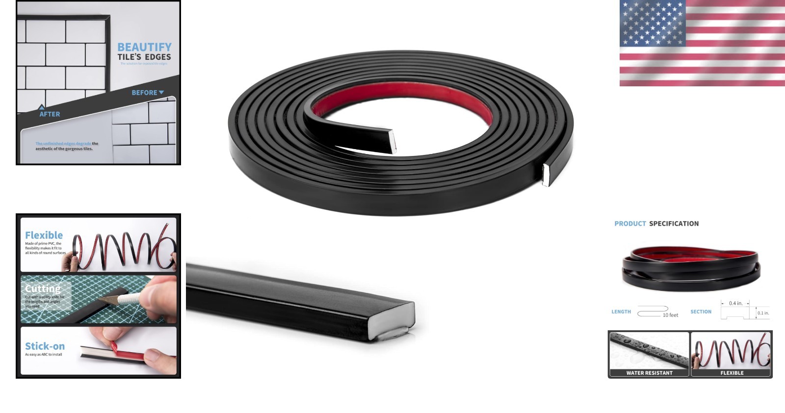 Flexible 10 Ft Peel and Stick Vinyl Molding Trim – Elegant Black Finishing Touch