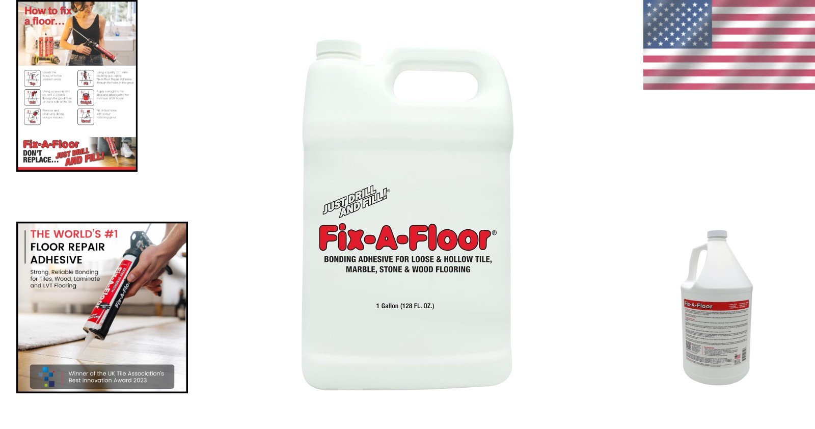 Universal Loose Tile Repair Glue for All Floors – 1 Gallon Jug, Self-Leveling