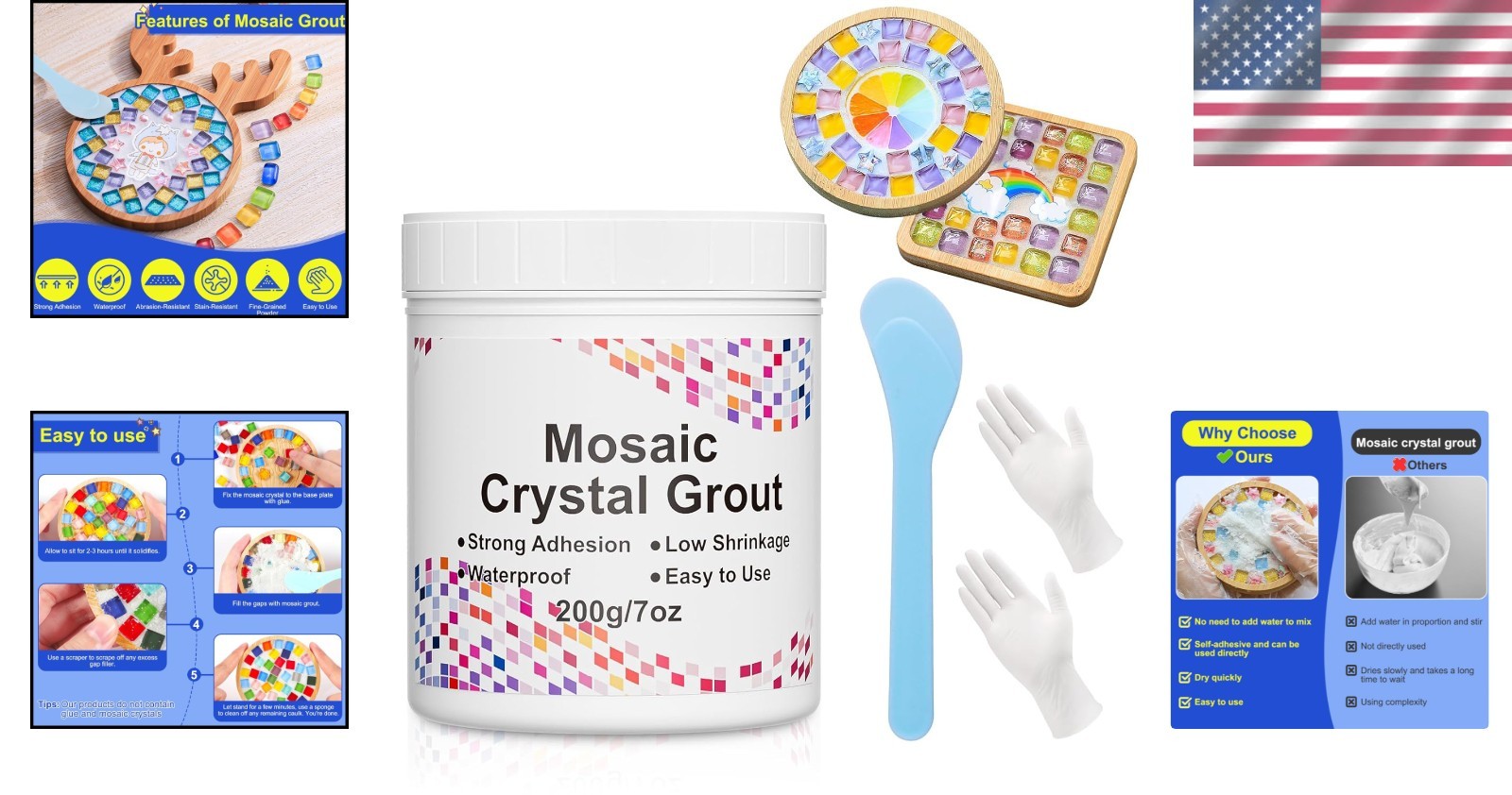 Crystal Mosaic Grout for Crafts Tile Sealing Waterproof 16oz