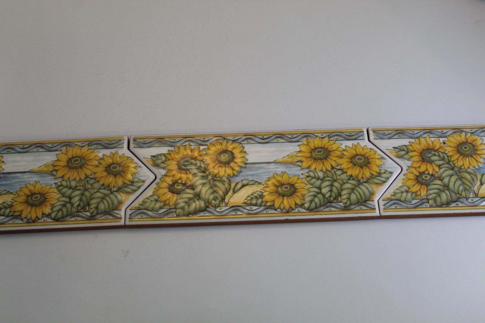 Sunflowers Decorative Border Wall Tile 9 x 3.25″ Glazed Ocean Edging