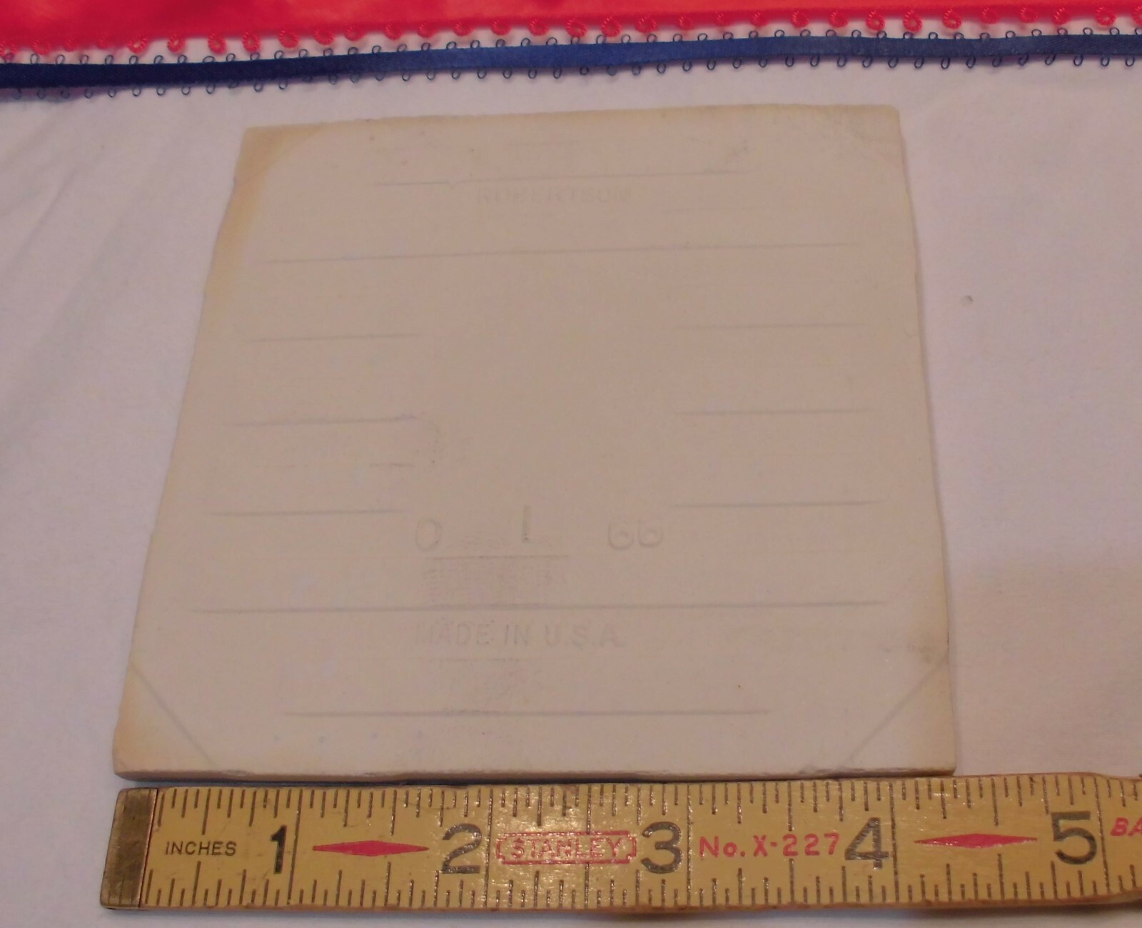 1 pc. Vintage Ceramic Tile *Robins Egg Blue* 4-5/16″- 4-3/8″ Robertson Co. NOS