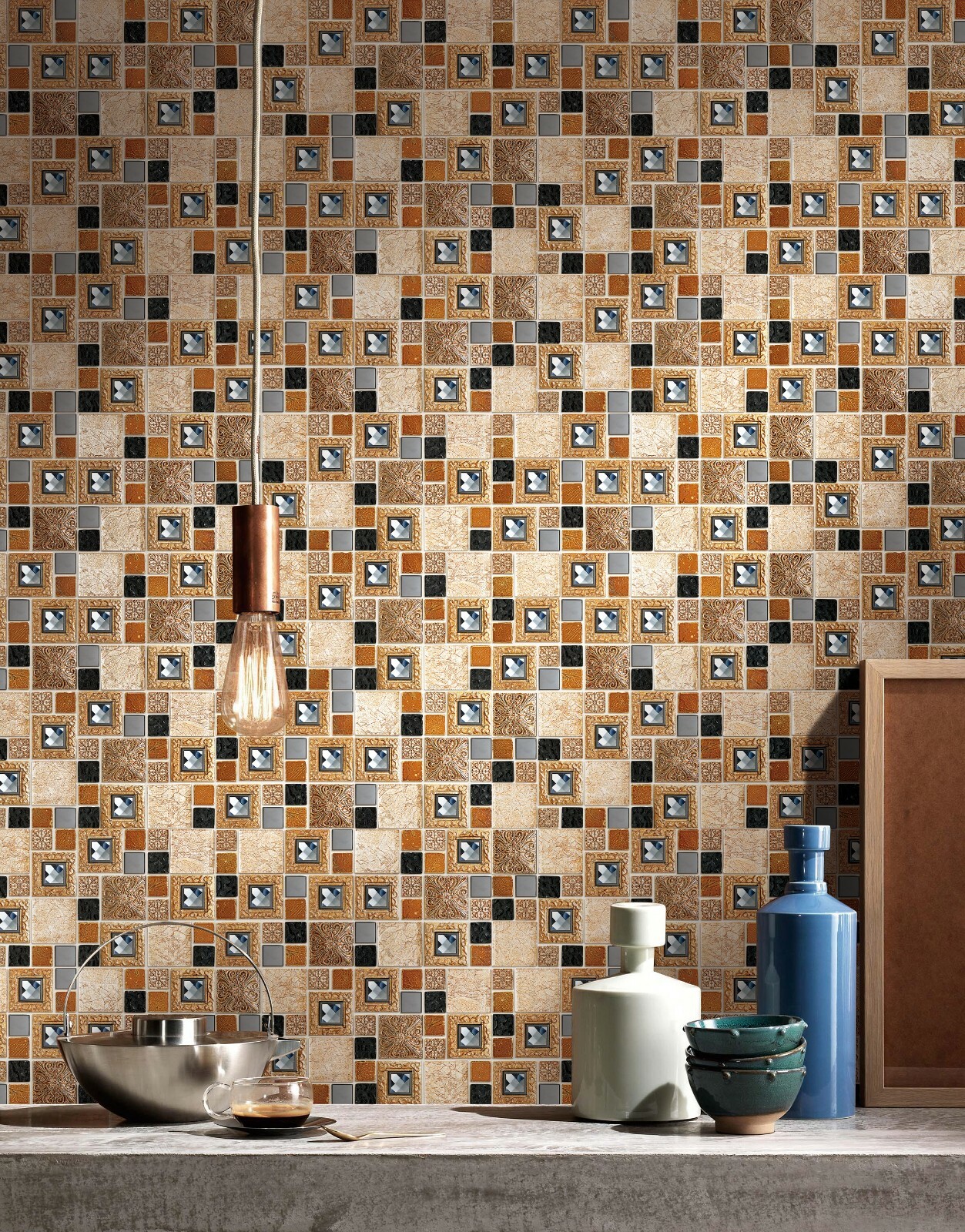 Simple Tile – Glass & Stone Mosaic Tile For Kitchen Backsplash, GM 8306-Pyramid