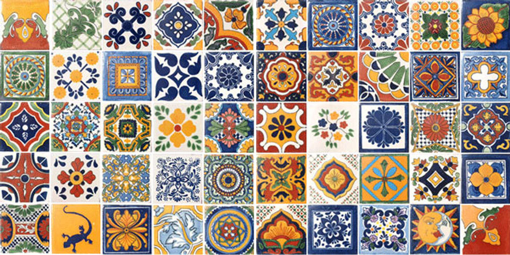 SET #003 contain 50 Mexican 2×2 Ceramic Tiles Handmade Talavera Clay Tile