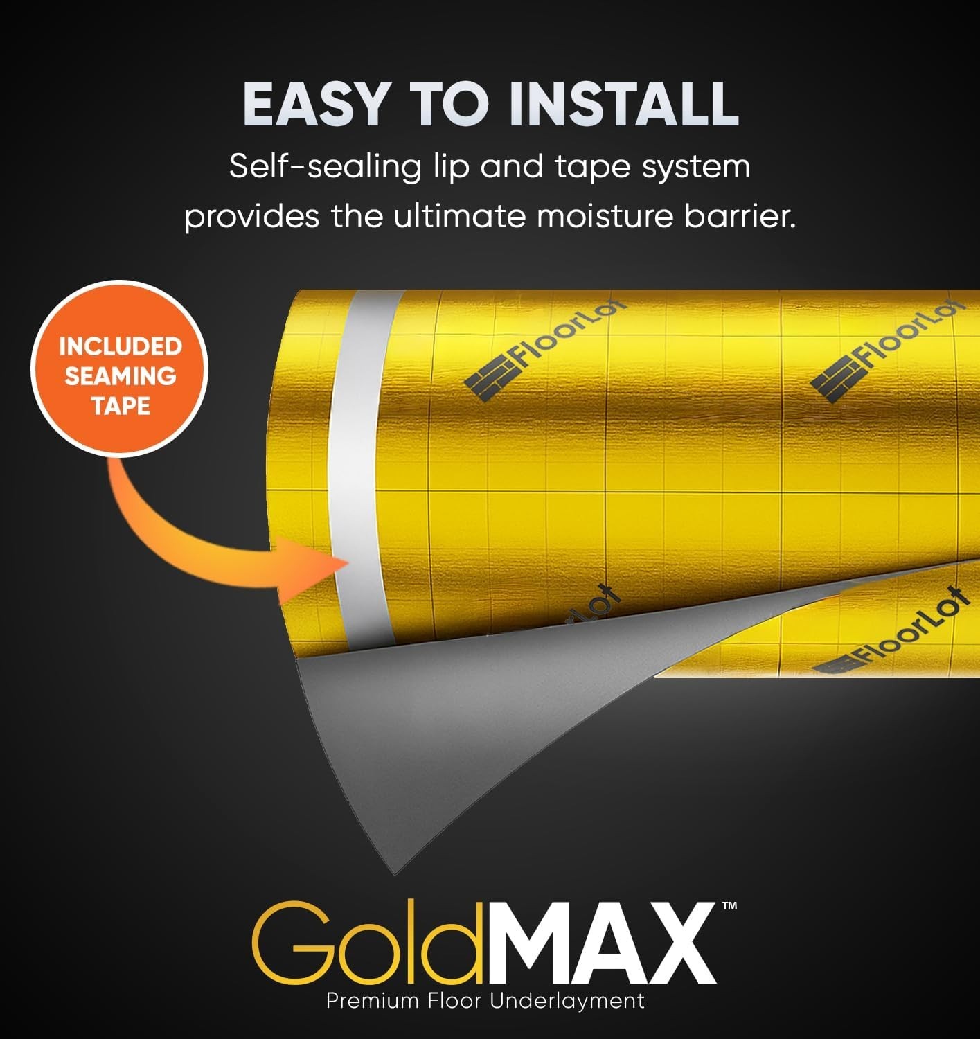 GoldMax 200 sqft Silent Underlayment – 3mm Thick with Built-In Moisture Barrier