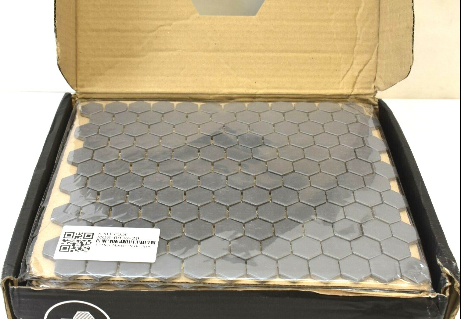 Pack of 10 Mosaic Tile Matte Dark Grey Frost Moka Glass Daltile Hexagon Tile 12″