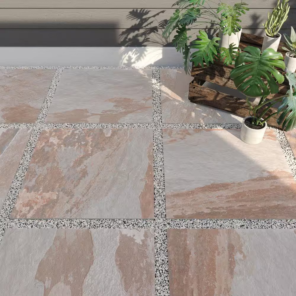 Flagstone Natural Cleft 24 In. X 24 In. X 0.75 In. Stone Look Porcelain Paver (C