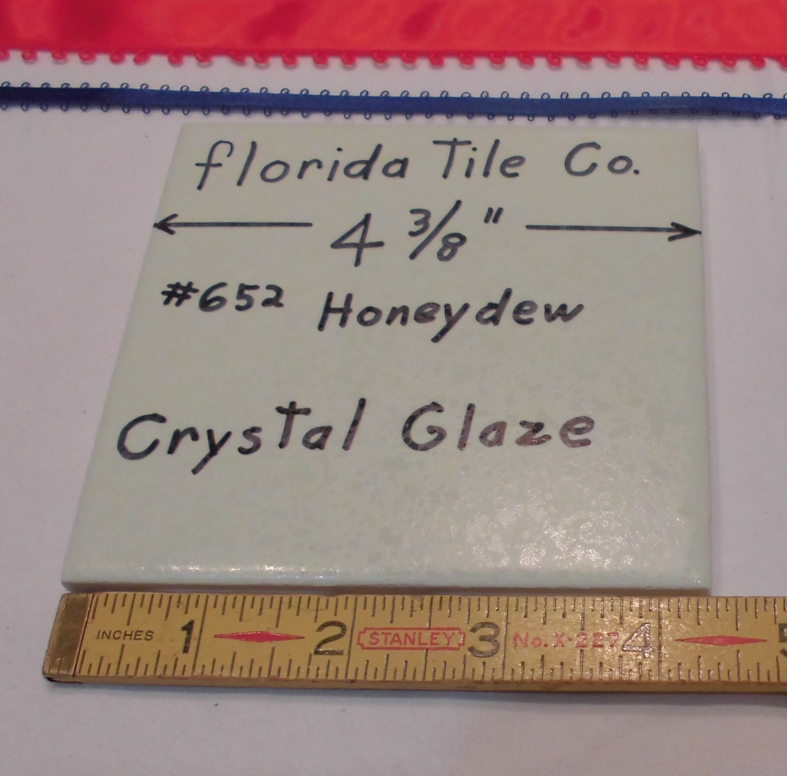 1 pc.*Honeydew-Hint of Green* 4-3/8″ Ceramic Crystal Glazed tiles by florida