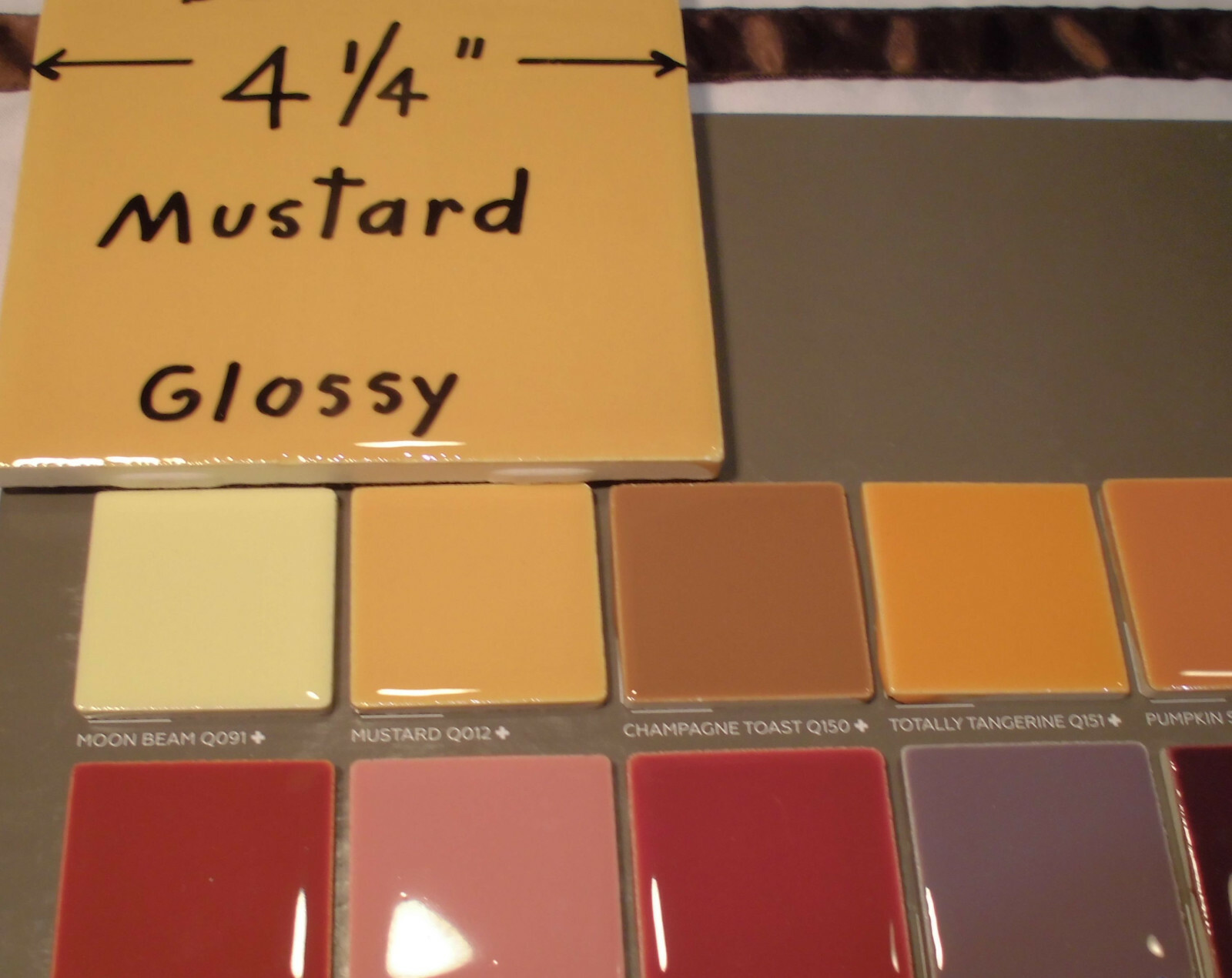 1 pc. *Mustard* Glossy Ceramic Tile by Daltile; 4-1/4″ New Stock, Yellow-Gold