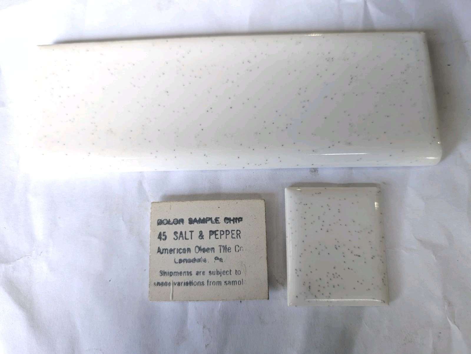 1 pc American Olean Salt Pepper #45 S4269 Bullnose Ceramic Tile 2×6 Original USA