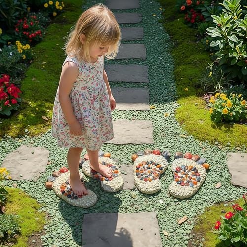 Outdooor Stepping Stones – Decorative Garden Stones for Patio, Big Colorful#A