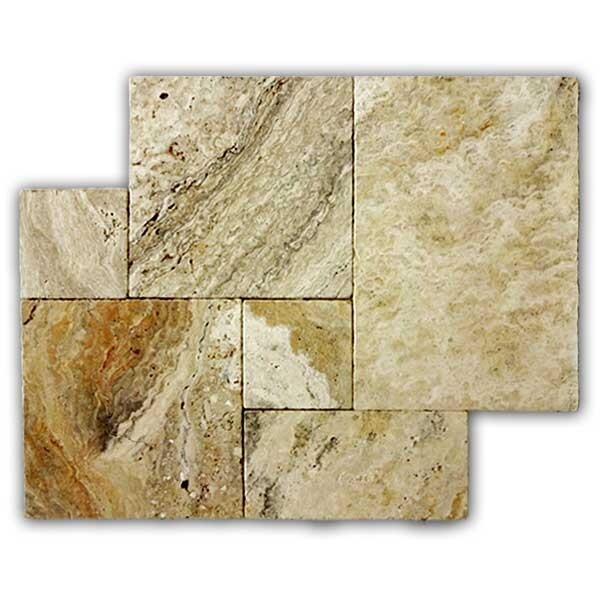 Delta Travertine French Pattern Brushed/Chiseled Edge 8 sq ft