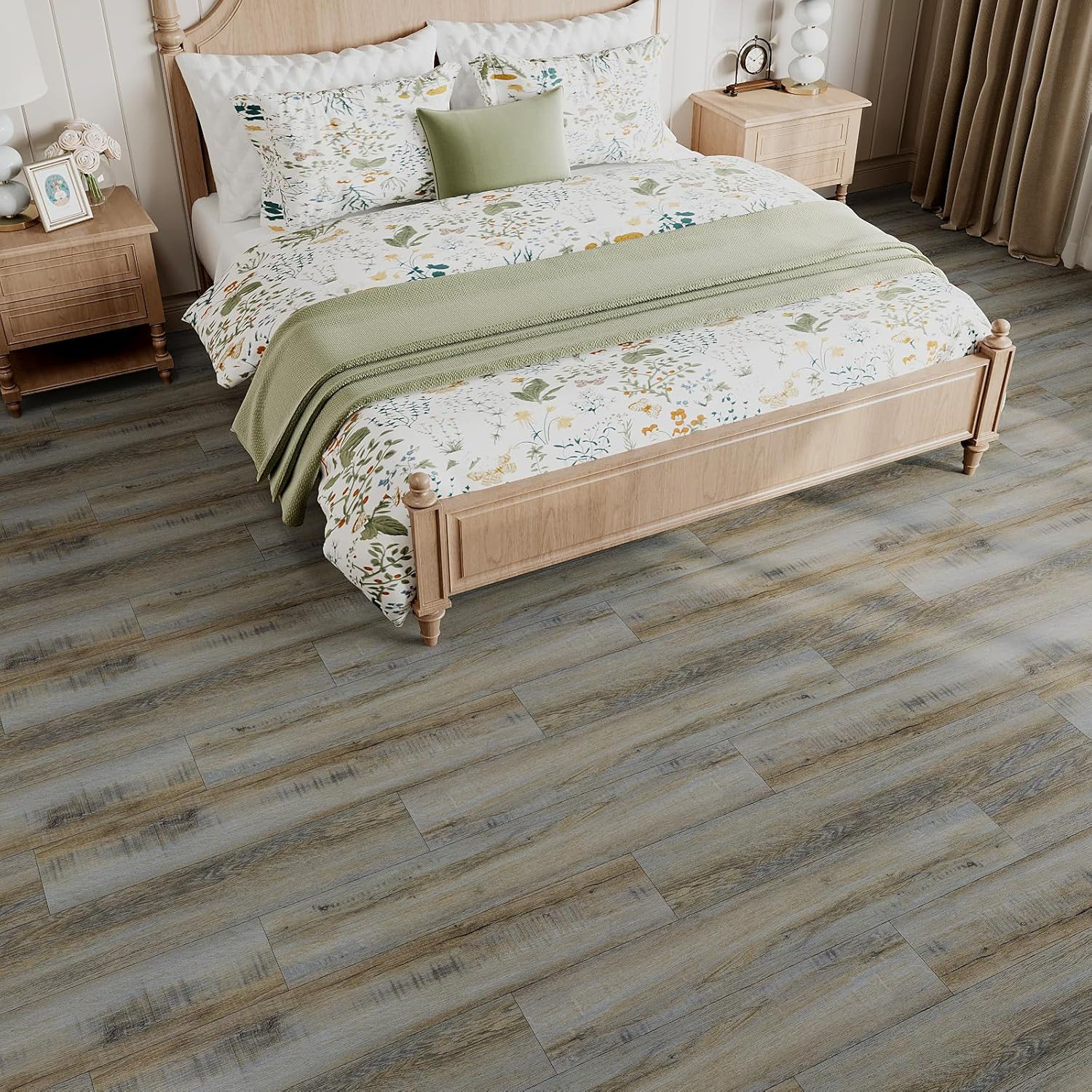 Waterproof Grey Peel and Stick Vinyl Plank Flooring 32-Pack for Home Use