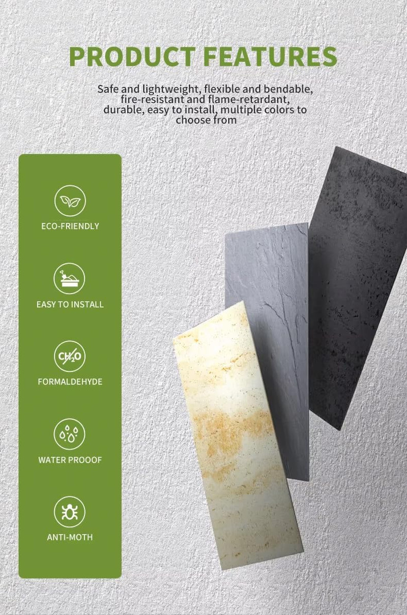 15Pcs Flexible Soft Stone Wall Panels for Indoor/Outdoor Decor