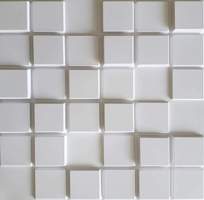 GF Casa Decor Textured 3D PVC Wall Panels PIXEL – 12pc White 19.7″ x 19.7″