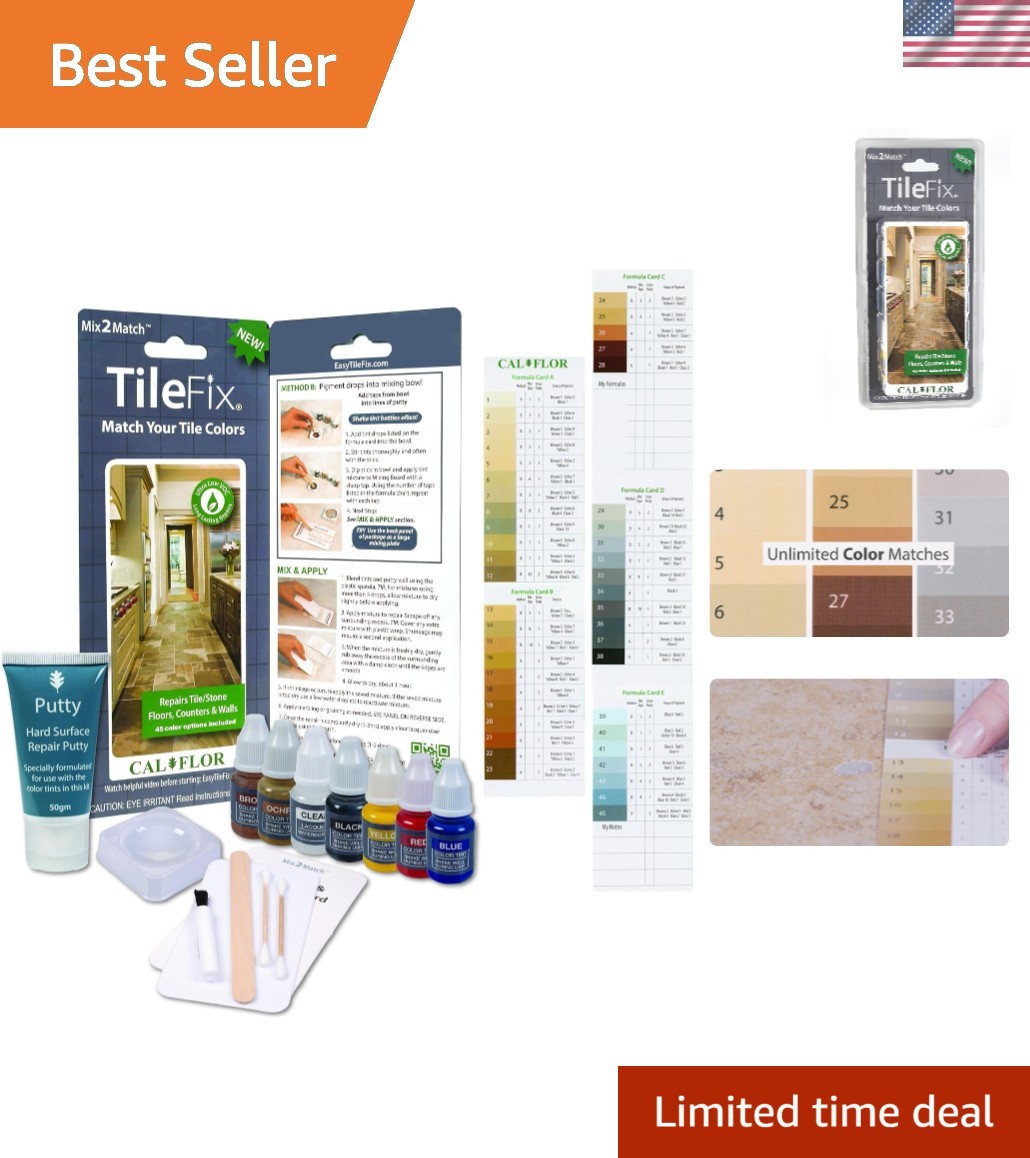TileFix Mix2Match Tile & Stone Repair Kit – Ceramic, Porcelain, Marble & Ston…