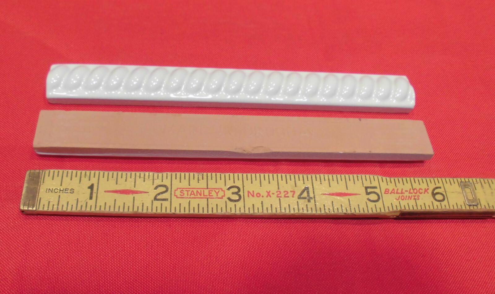10 pcs. *Gloss White* Vintage Ceramic Liner-Pencil-Sizzle Tiles: 5/8″ X 6″ NOS
