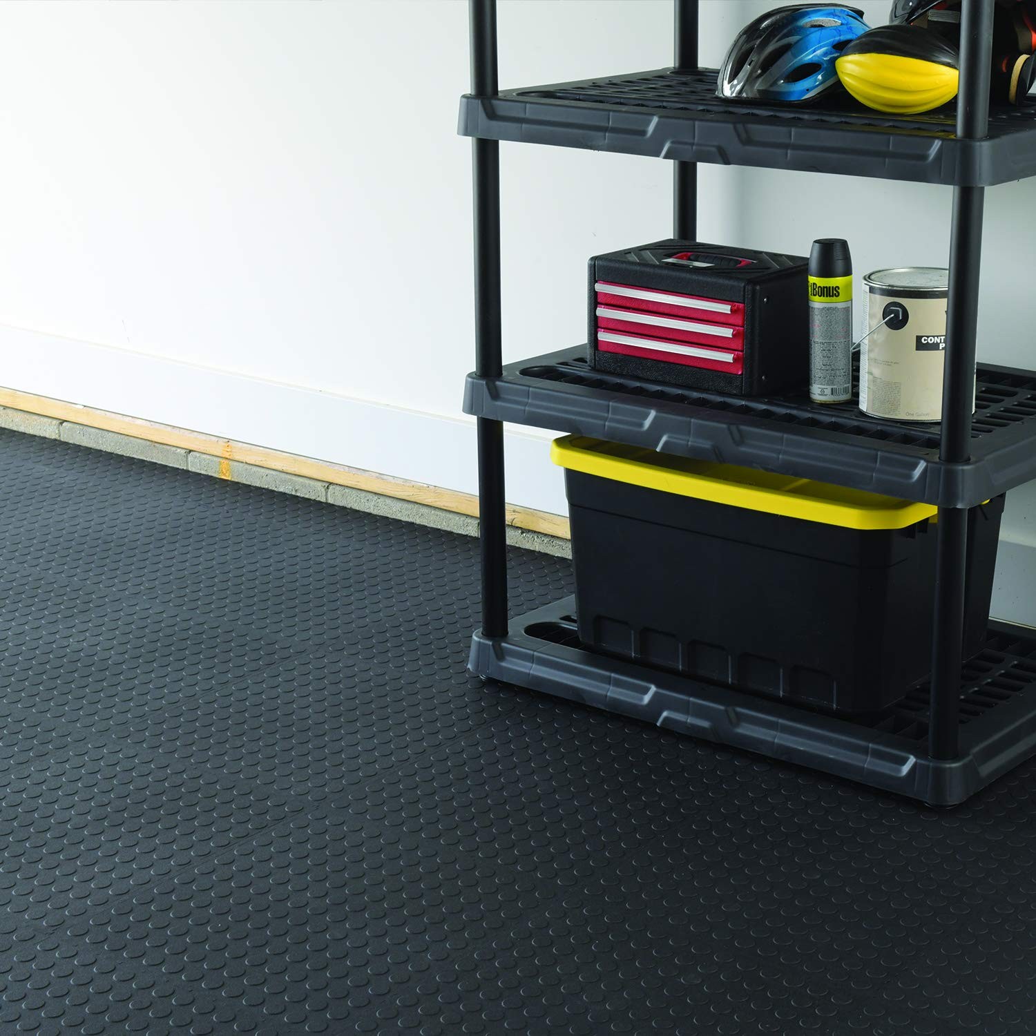 VersaTex Garage Floor 18 x 18 inch Square Plastic Raised Coin 24 Pack, Black