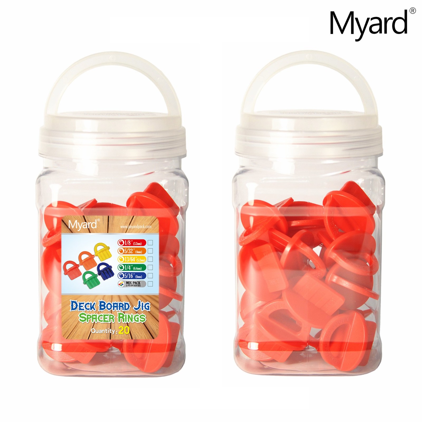 Red 20 Packs 1/8 Inch Deck Spacer with Bright Color Easily Spotting, Easy Pul…